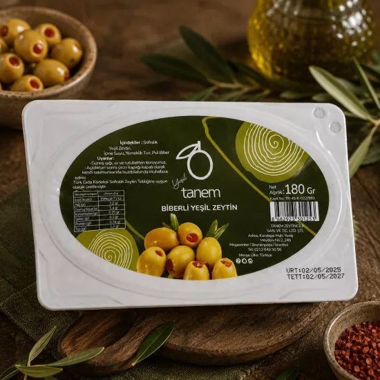 BİBERLİ YEŞİL ZEYTİN 180GR
