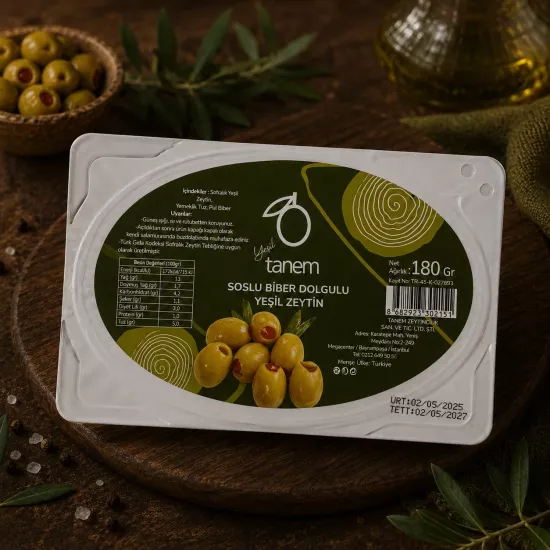 SOSLU BİBERLİ YEŞİL ZEYTİN 180GR